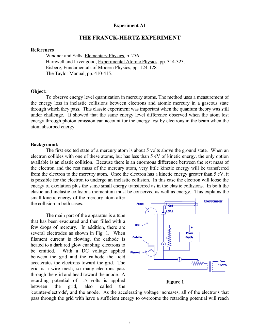 The Franck-Hertz Experiment