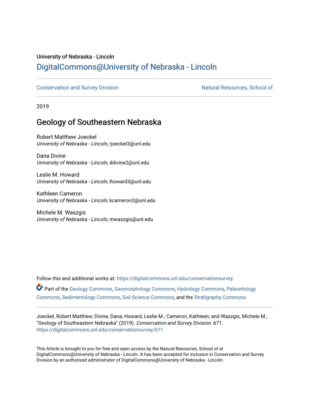 Geology of Southeastern Nebraska