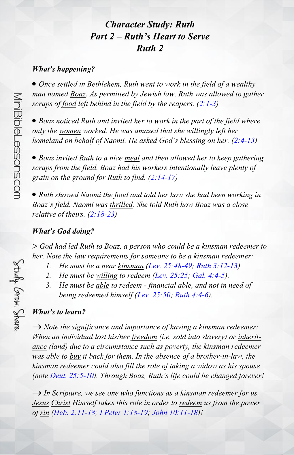 Character Study: Ruth Part 2 – Ruth’S Heart to Serve Ruth 2