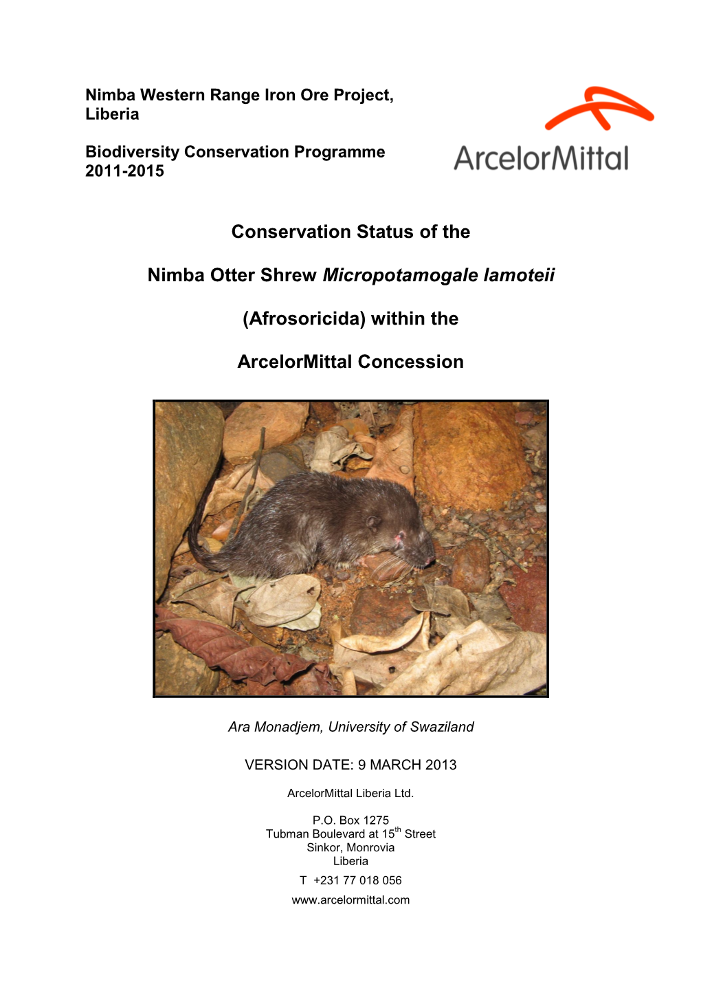 Conservation Status of the Nimba Otter Shrew Micropotamogale
