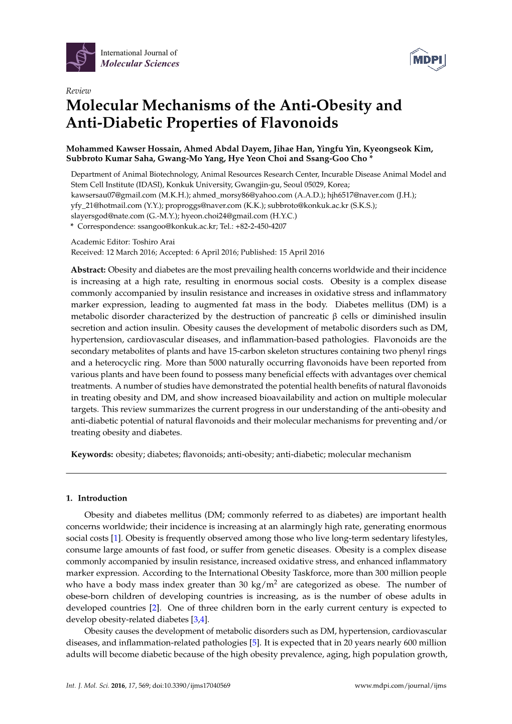 Molecular Mechanisms of the Anti-Obesity and Anti-Diabetic Properties of Flavonoids