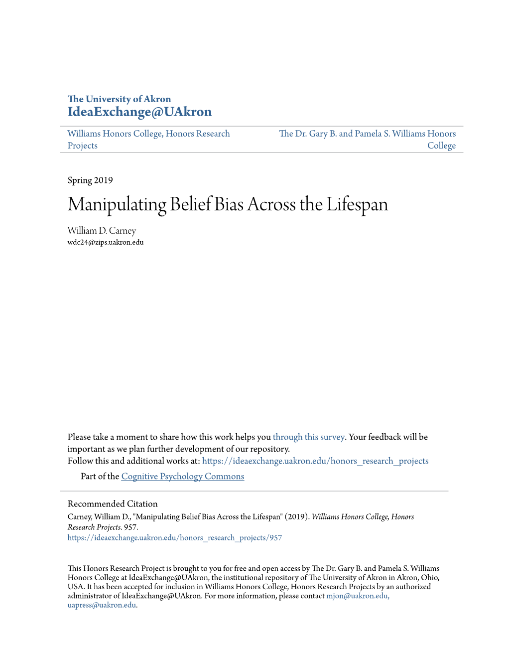 Manipulating Belief Bias Across the Lifespan William D