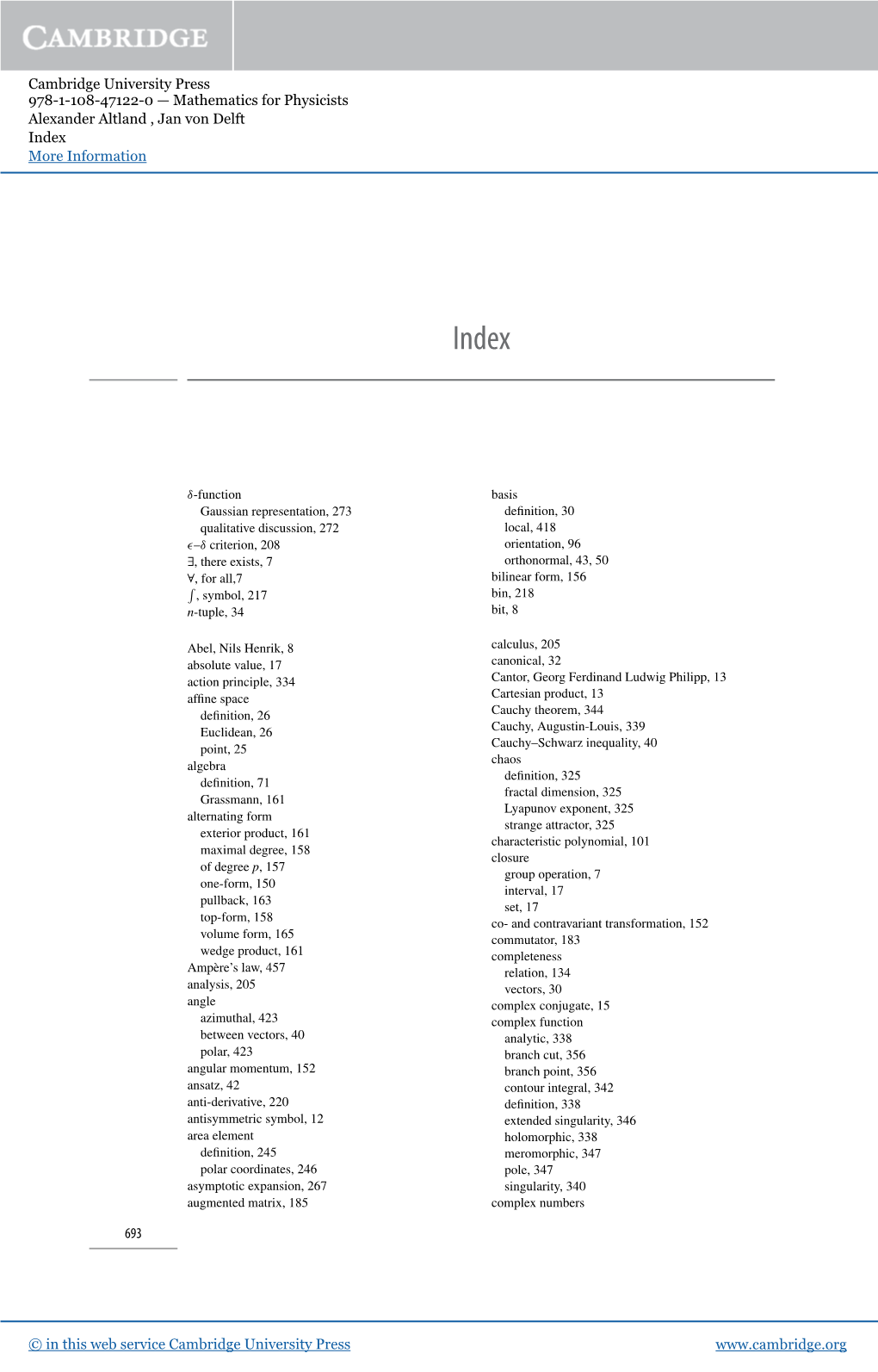 Cambridge University Press 978-1-108-47122-0 — Mathematics for Physicists Alexander Altland , Jan Von Delft Index More Information