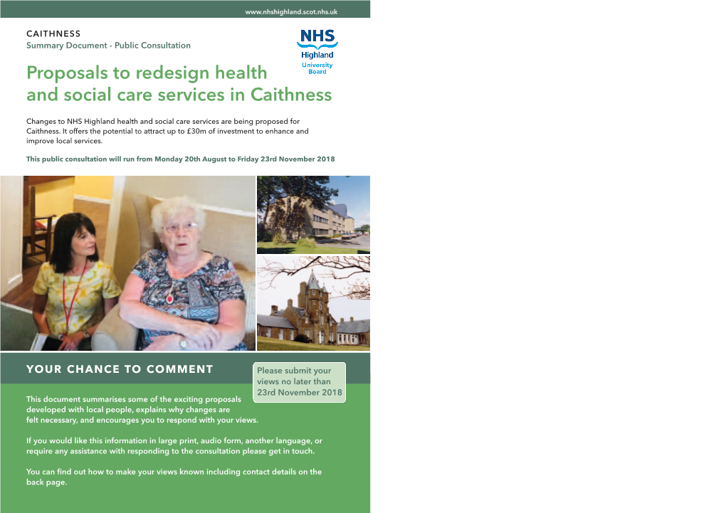 Proposals to Redesign Health and Social Care Services in Caithness