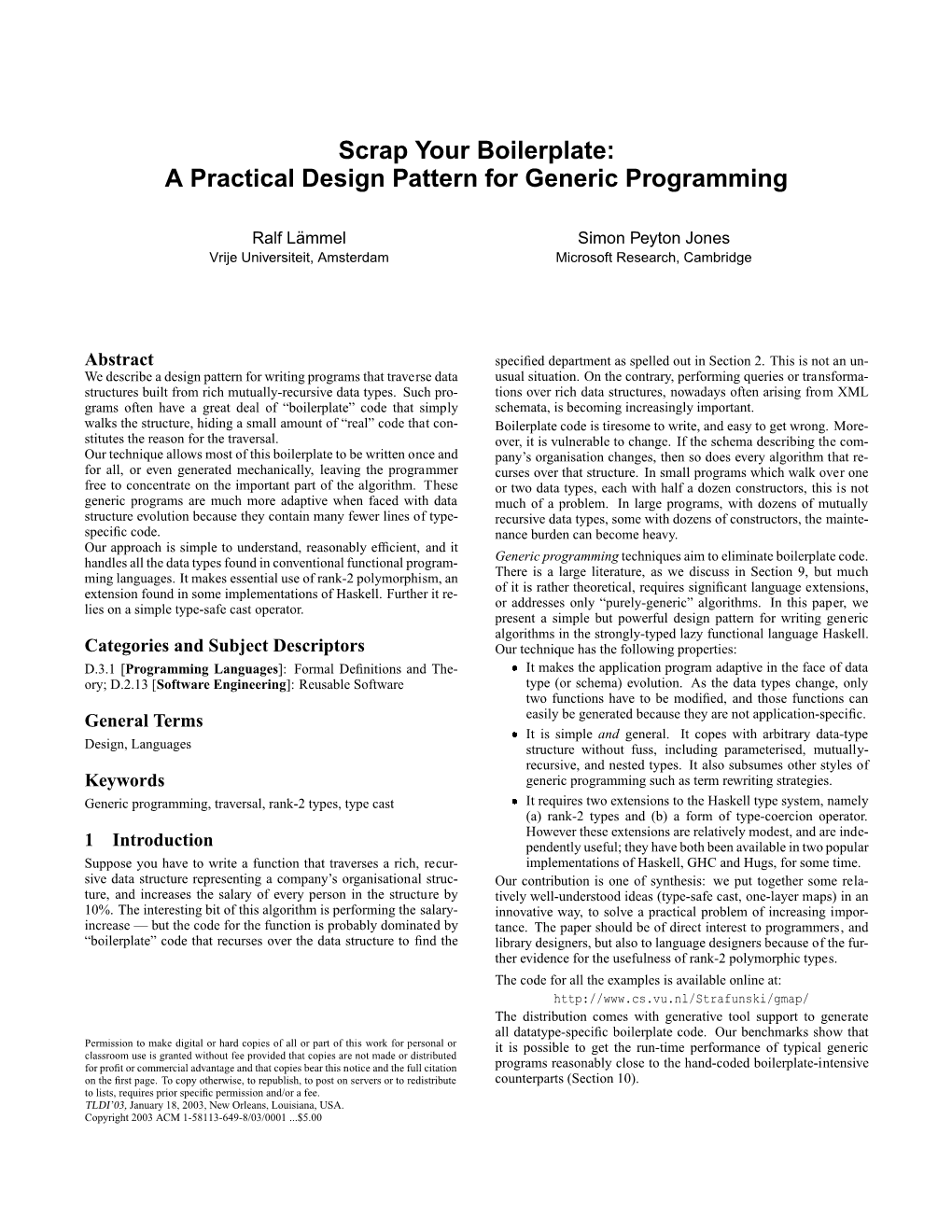 Scrap Your Boilerplate: a Practical Design Pattern for Generic Programming