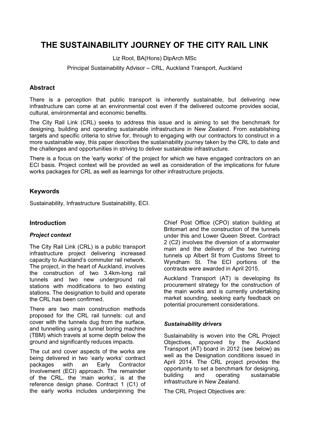 The Sustainability Journey of the City Rail Link