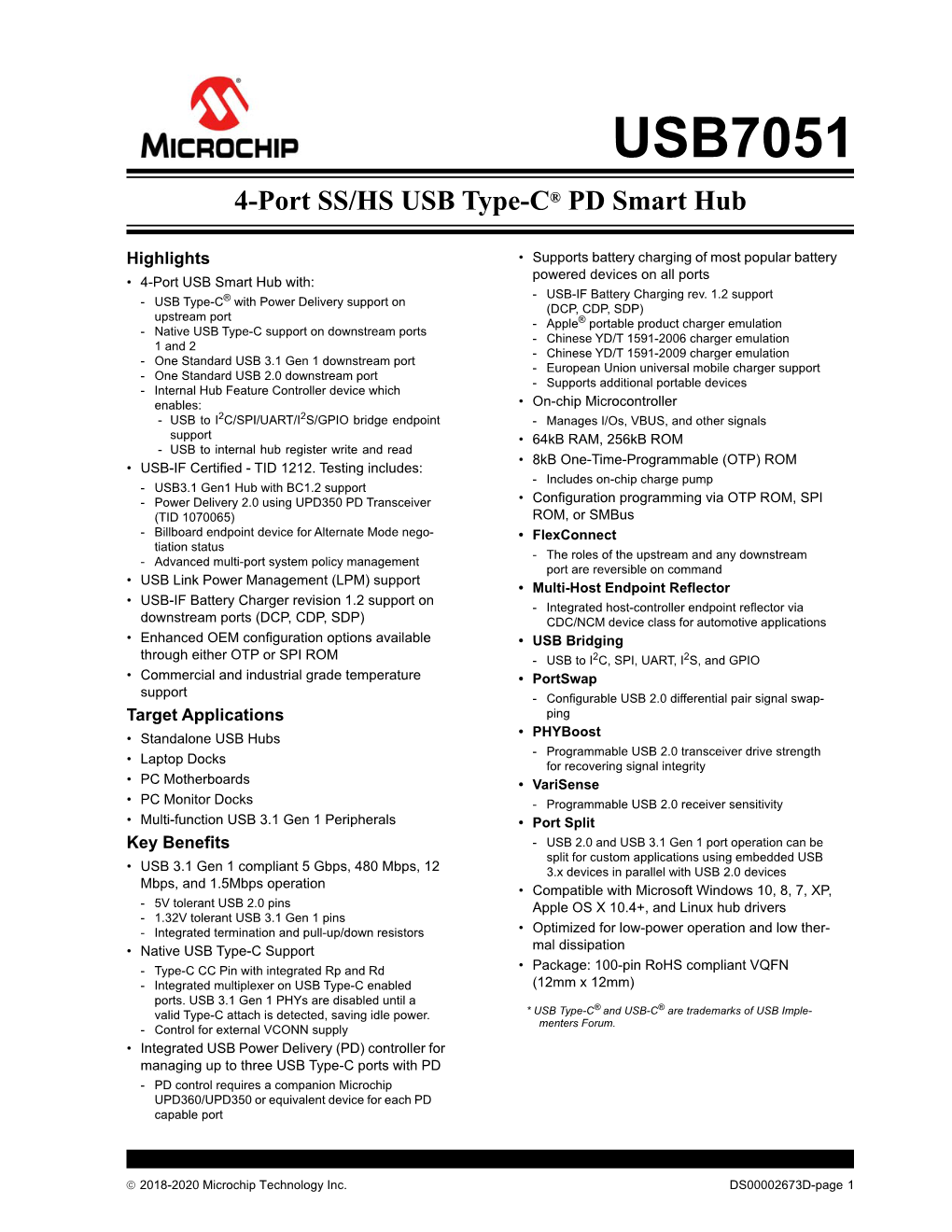 USB7051 Data Sheet