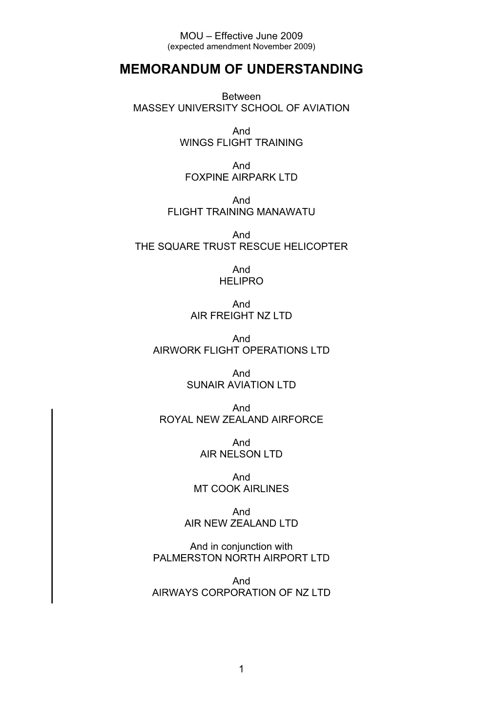 Memorandum of Understanding