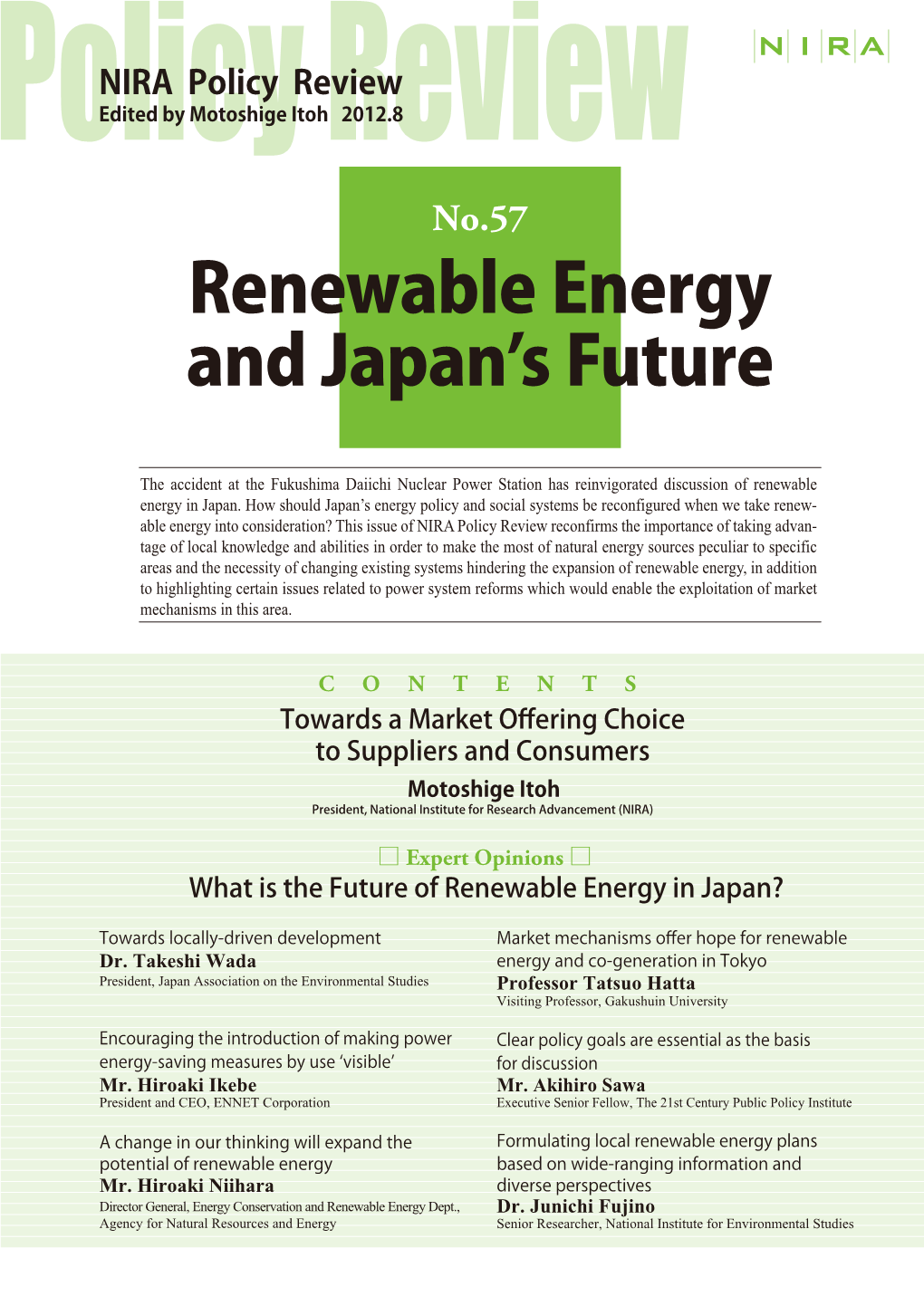 Renewable Energy and Japan S Future