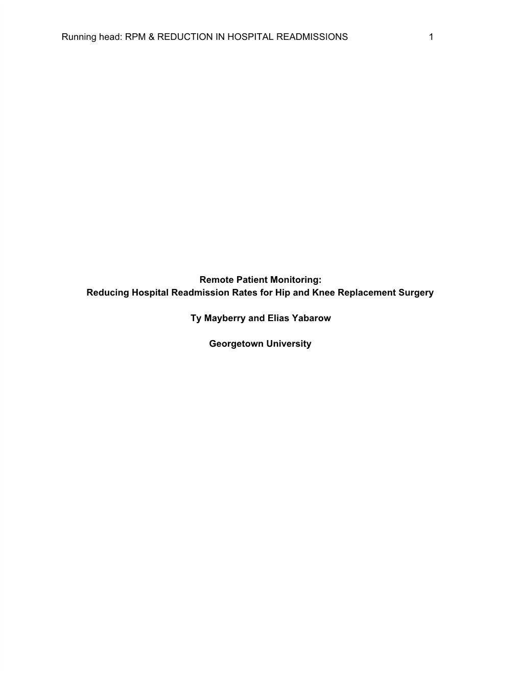 Reducing Hospital Readmission Rates for Hip and Knee Replacement Surgery