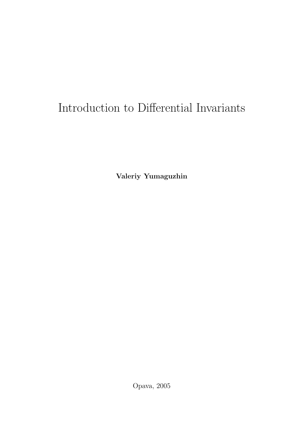 Introduction to Differential Invariants