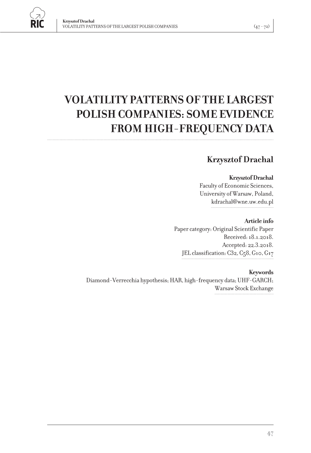 Volatility Patterns of the Largest Polish Companies (47 - 72)