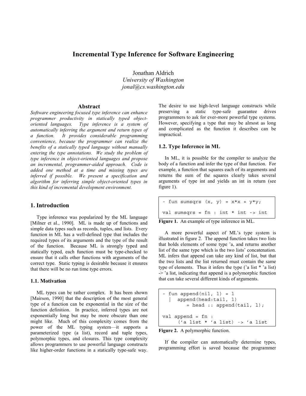 Incremental Type Inference for Software Engineering