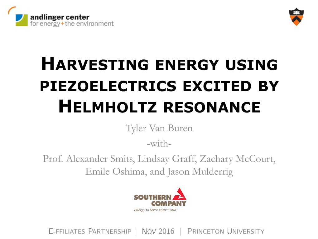 Helmholtz Resonators – Piezoelectric Effect • Harvester Design