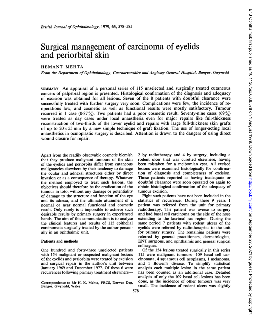 Surgical Management of Carcinoma Ofeyelids and Periorbital Skin
