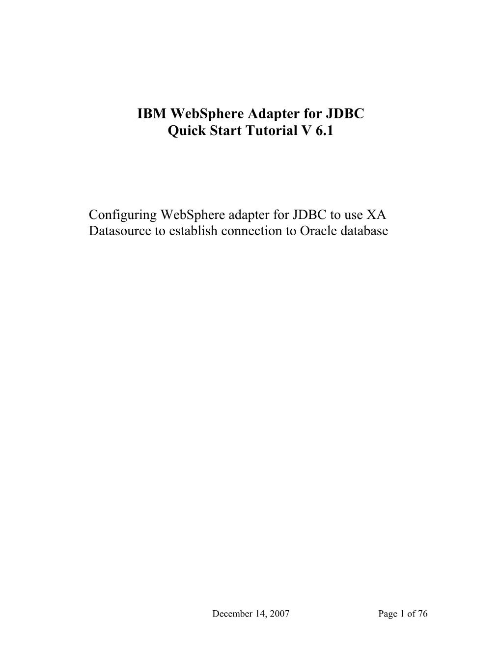 IBM Websphere Adapter for JDBC