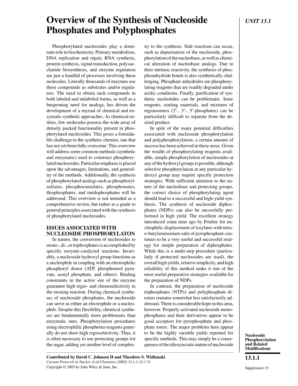 Overview of the Synthesis of Nucleoside Phosphates and Polyphosphates 13.1.6