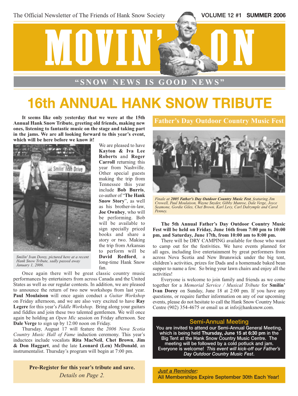 16Th ANNUAL HANK SNOW TRIBUTE