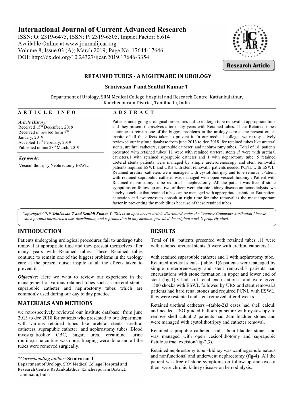 International Journal of Current Advan Urnal of Current Advanced Research