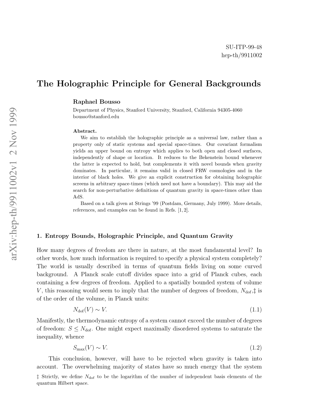 The Holographic Principle for General Backgrounds 2