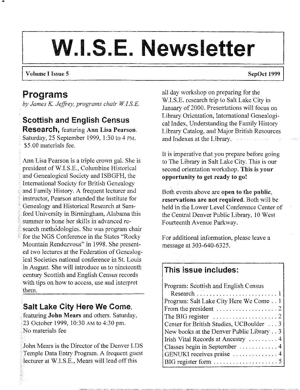 W.I.S.E. Newsletter