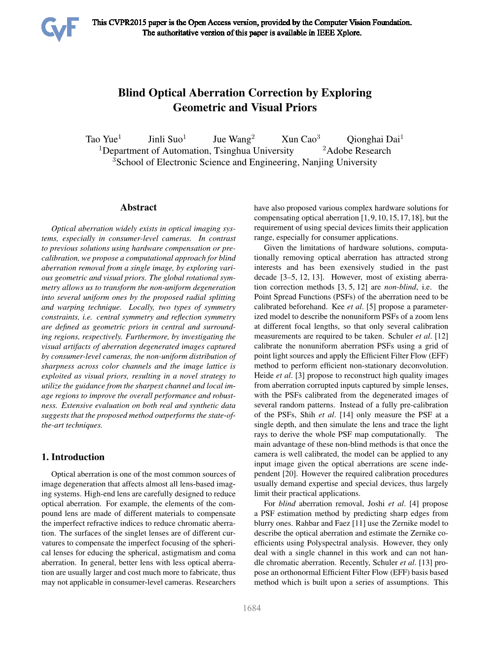 Blind Optical Aberration Correction by Exploring Geometric and Visual Priors