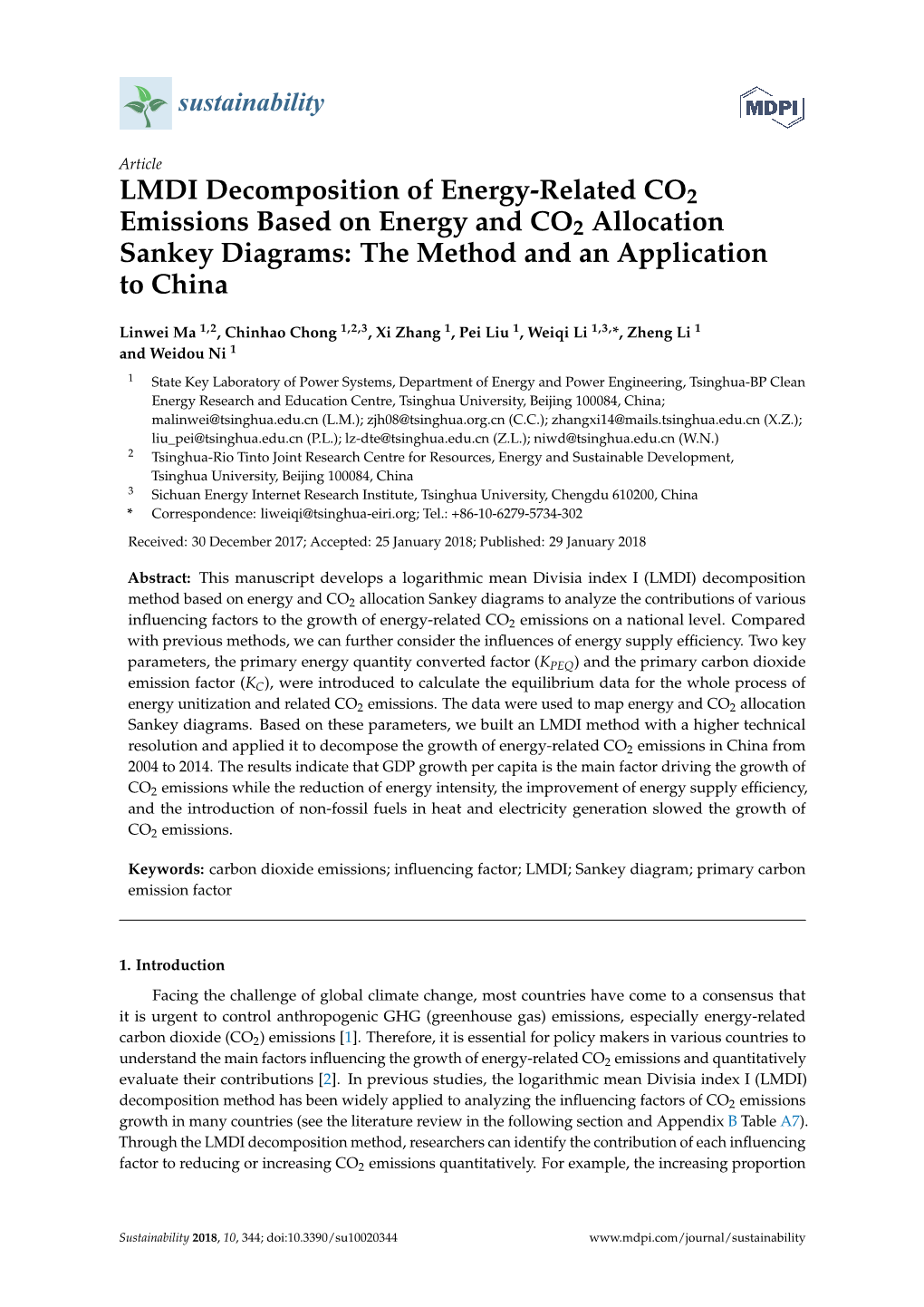 LMDI Decomposition of Energy-Related CO2 Emissions Based on Energy and CO2 Allocation Sankey Diagrams: the Method and an Application to China