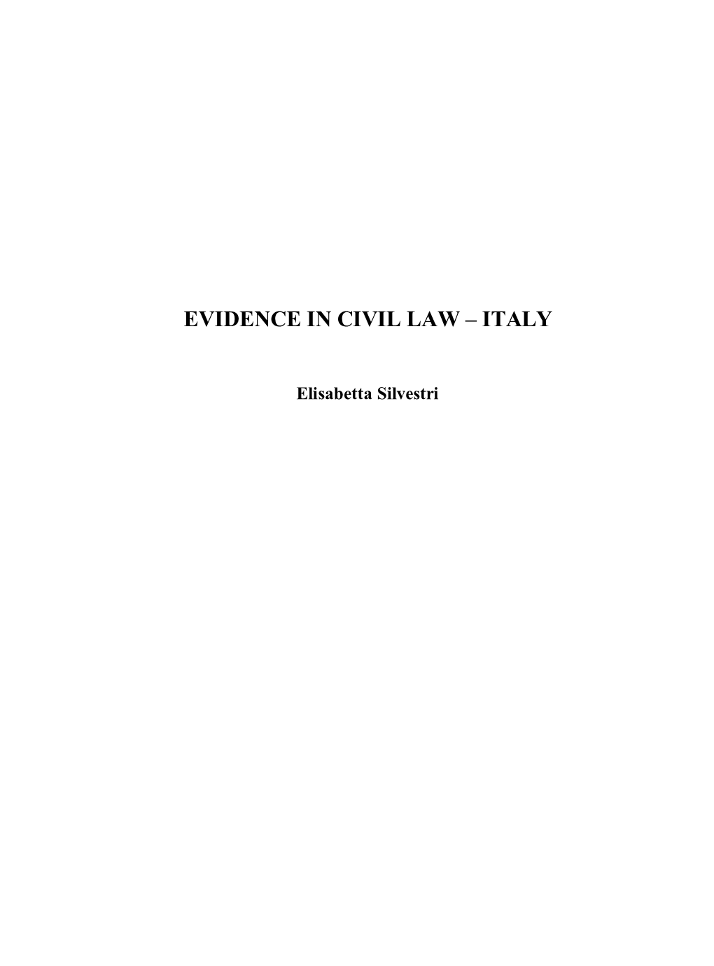 Evidence in Civil Law – Italy