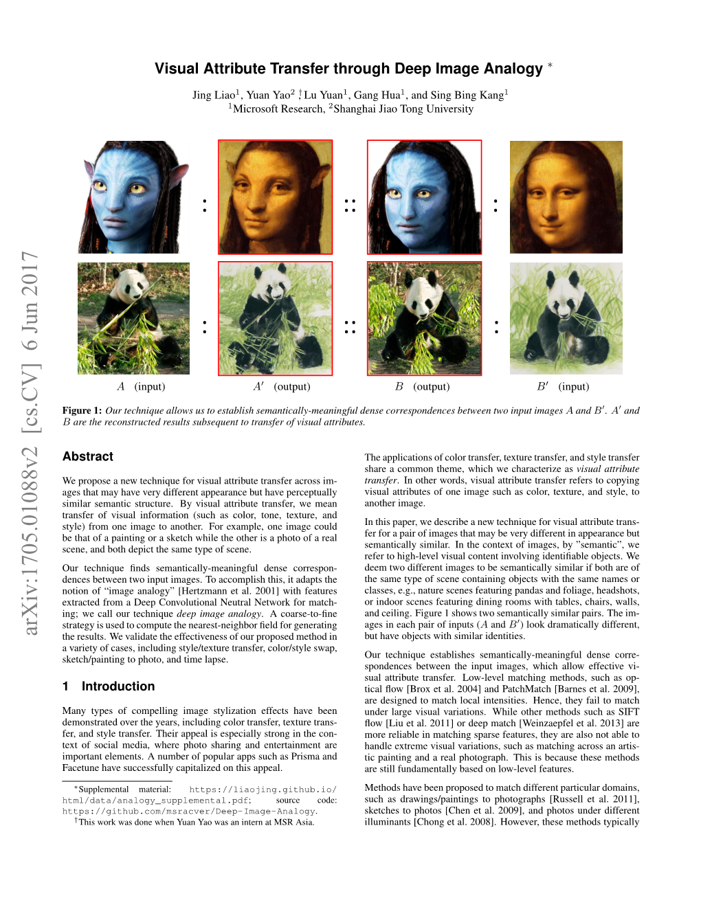 Visual Attribute Transfer Through Deep Image Analogy ∗