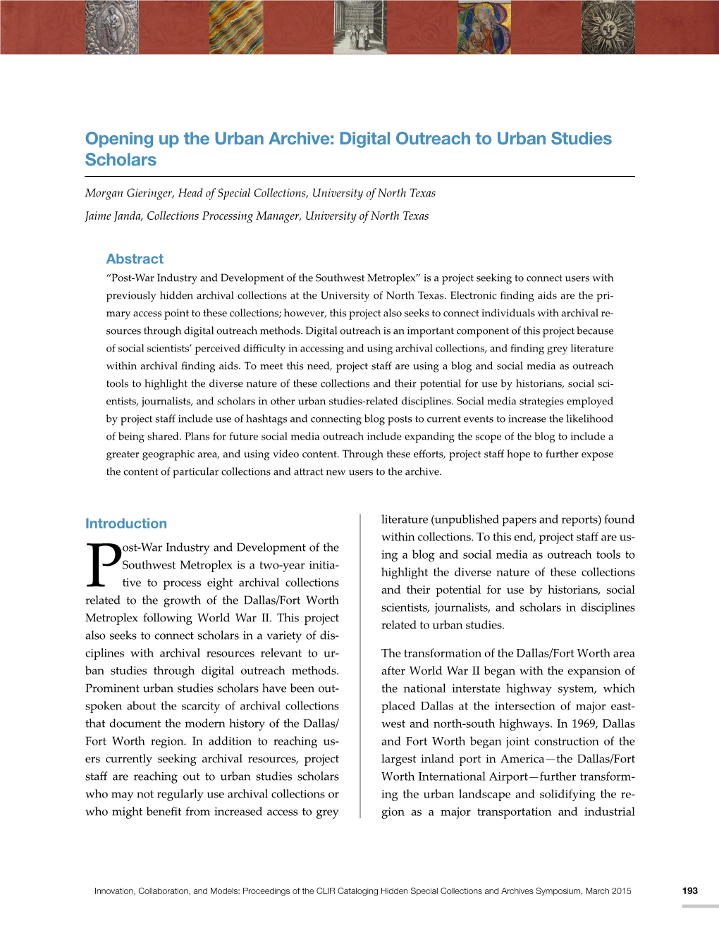 Digital Outreach to Urban Studies Scholars