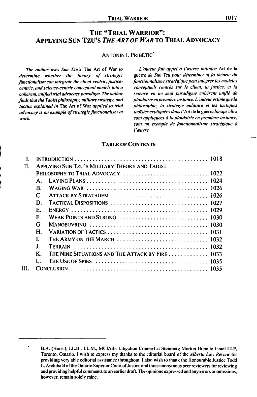 Applying Sun Tzu's the Art of War to Trial Advocacy