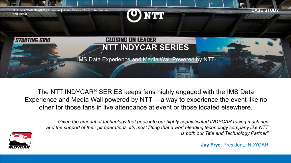 Indycar IMS Data Experience and Media Wall NTT Case Study