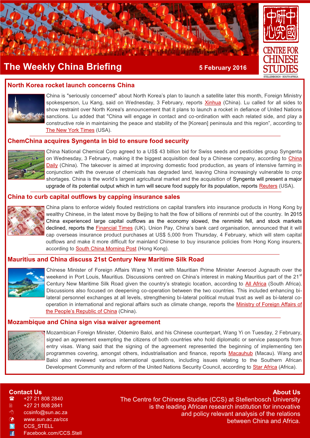 The Weekly China Briefing 5 February 2016