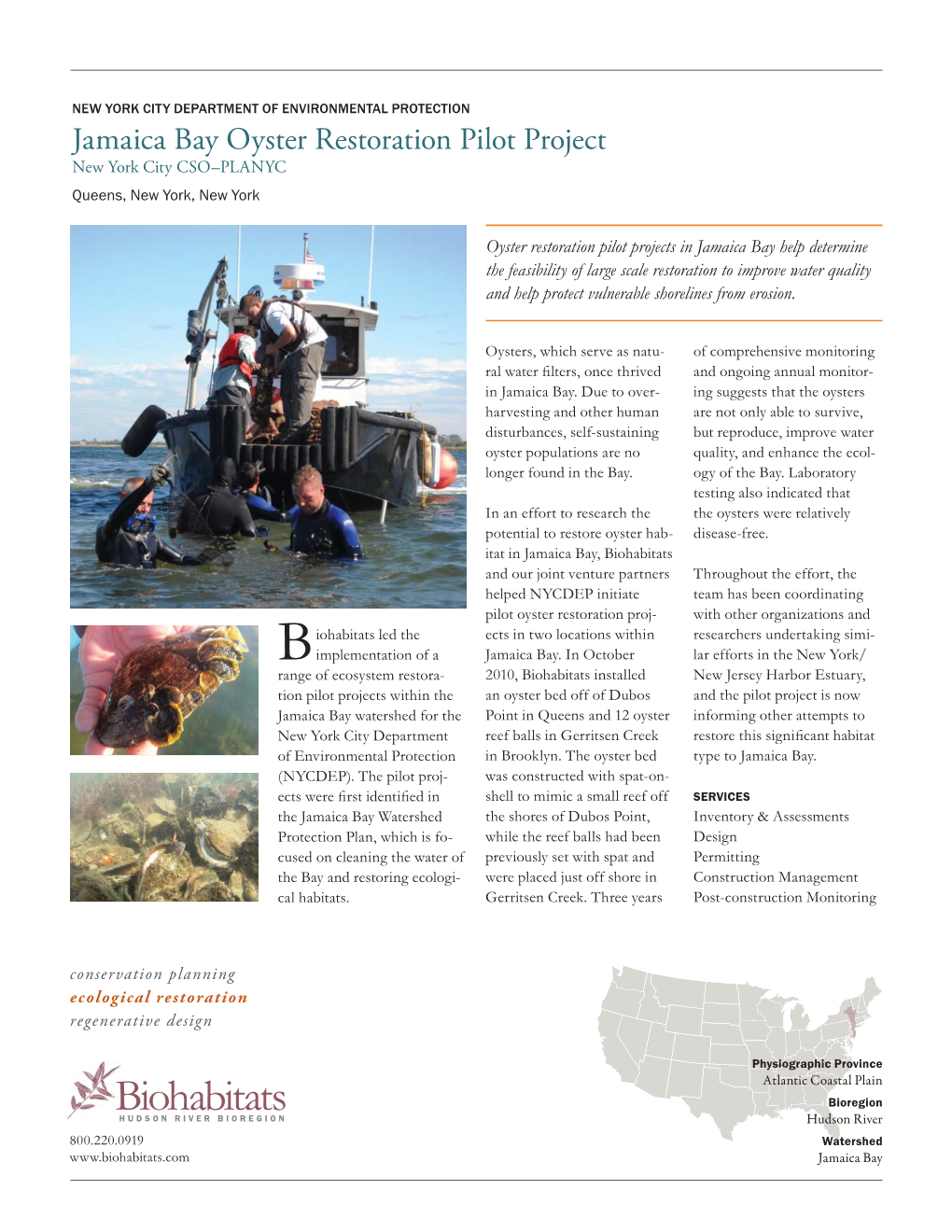 Jamaica Bay Oyster Restoration Pilot Project New York City CSO–PLANYC