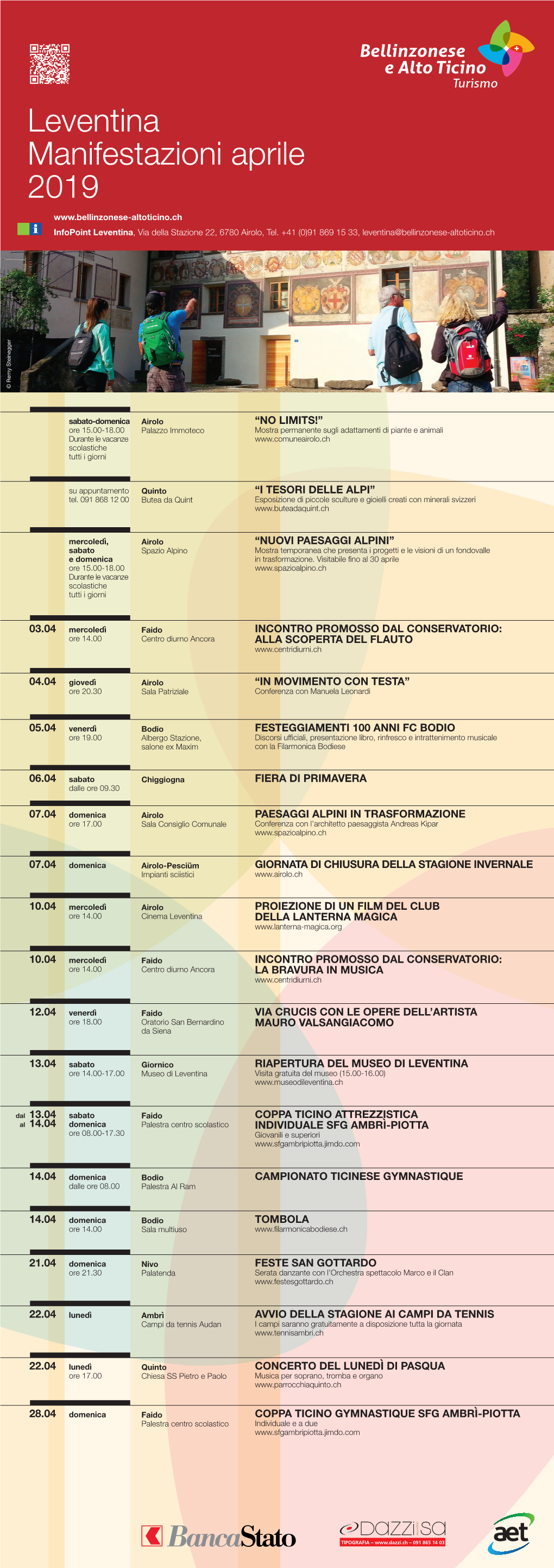 Leventina Manifestazioni Aprile 2019 Infopoint Leventina, Via Della Stazione 22, 6780 Airolo, Tel