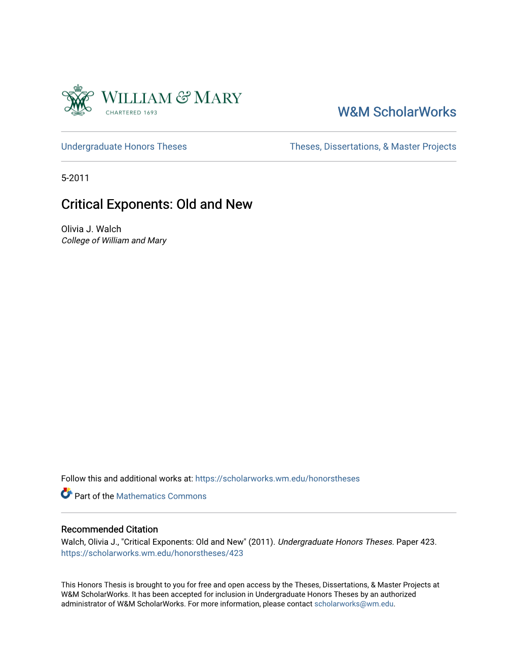 Critical Exponents: Old and New