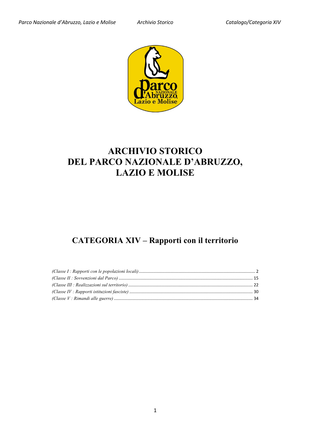 Archivio Storico Del Parco Nazionale D'abruzzo, Lazio E