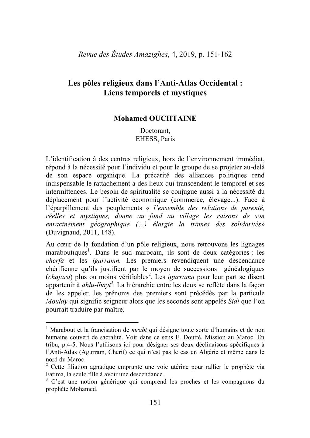 Les Pôles Religieux Dans L'anti-Atlas Occidental