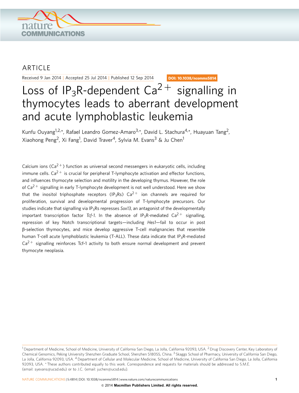 Loss of IP3R-Dependent Ca2&Plus