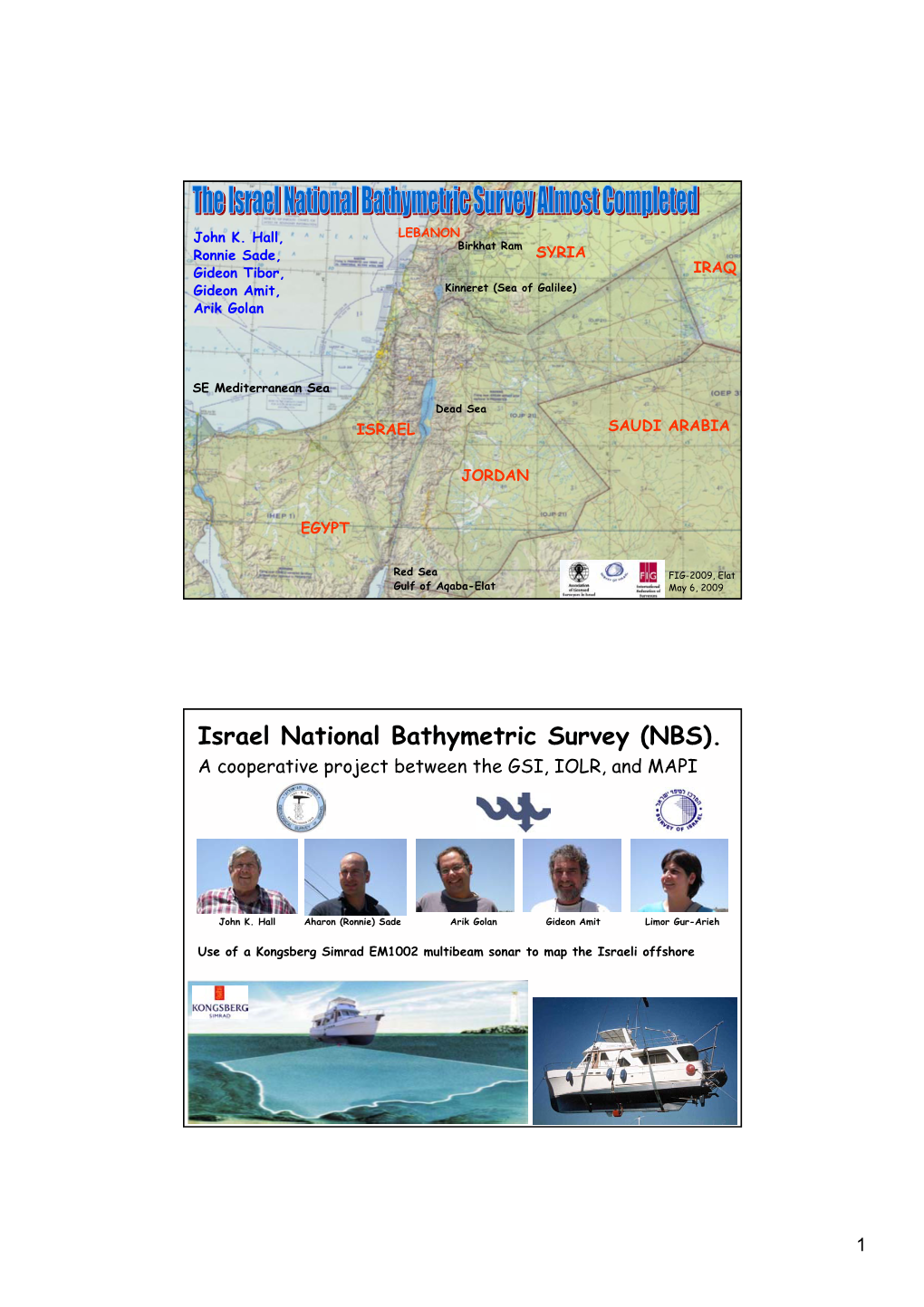 Israel National Bathymetric Survey (NBS). a Cooperative Project Between the GSI, IOLR, and MAPI