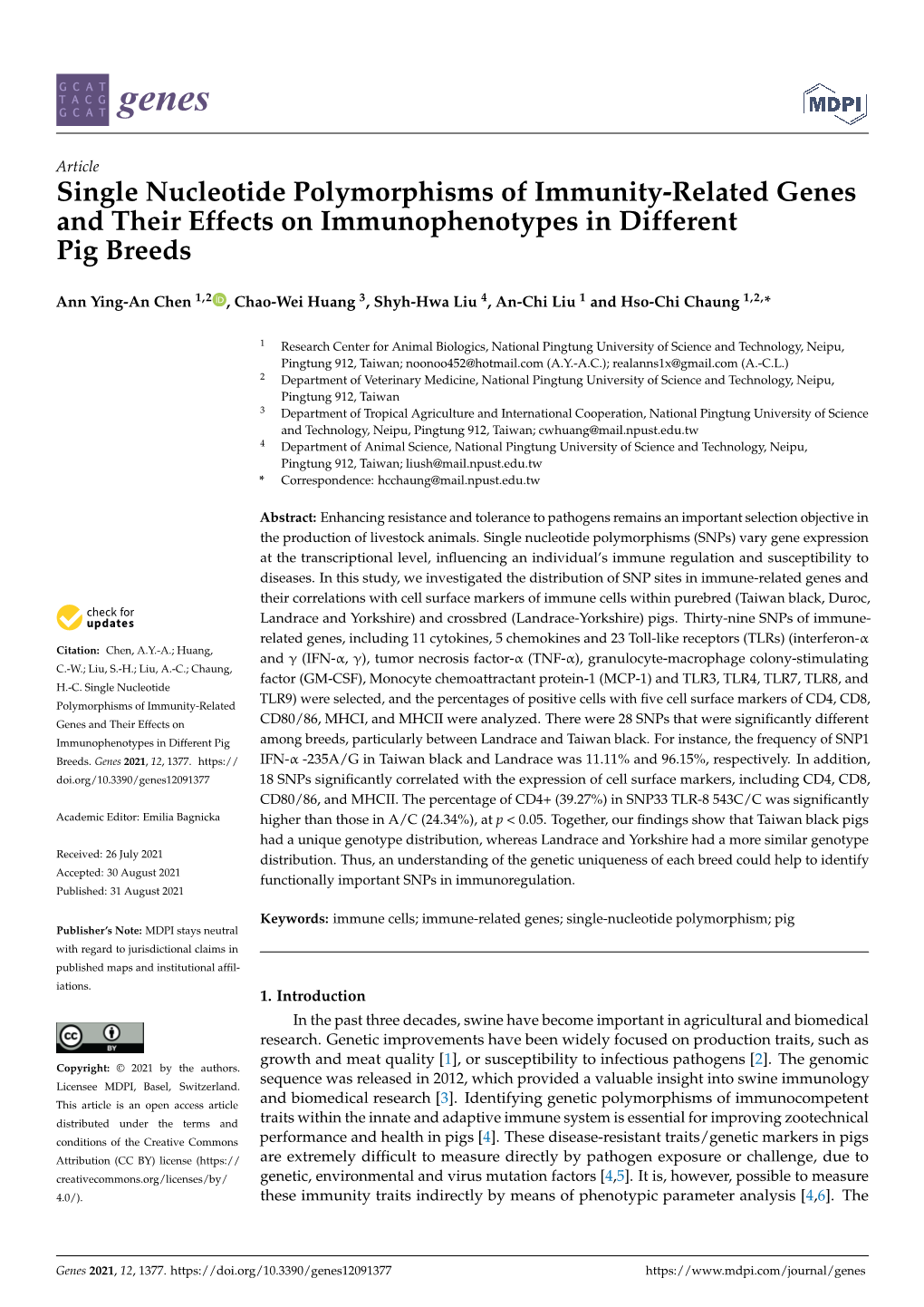 Single Nucleotide Polymorphisms of Immunity-Related Genes and Their Effects on Immunophenotypes in Different Pig Breeds