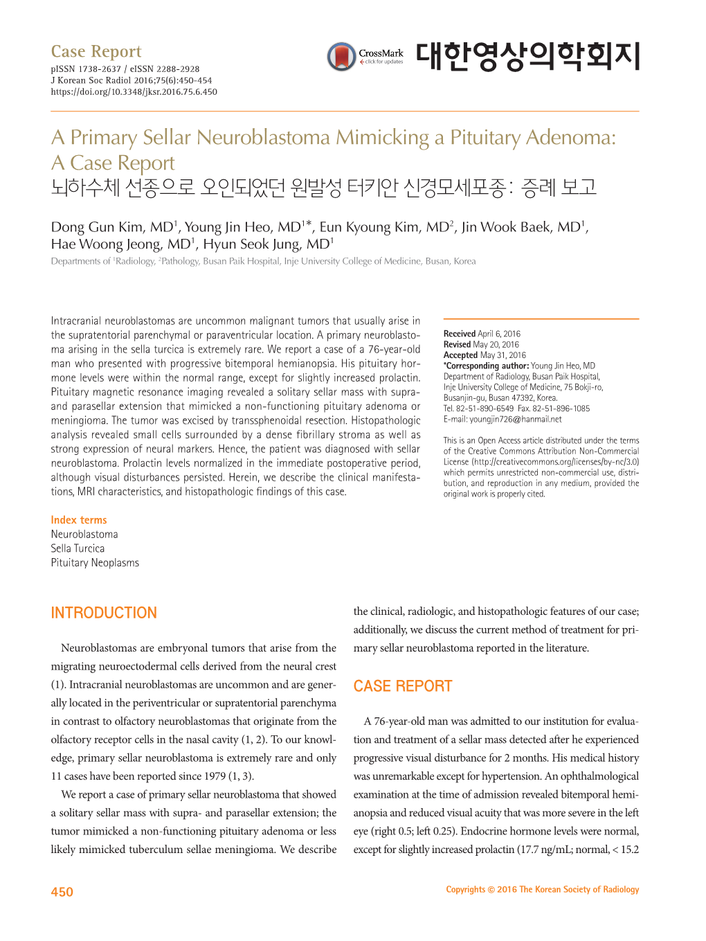 A Primary Sellar Neuroblastoma Mimicking a Pituitary Adenoma: a Case Report 뇌하수체 선종으로 오인되었던 원발성 터키안 신경모세포종: 증례 보고