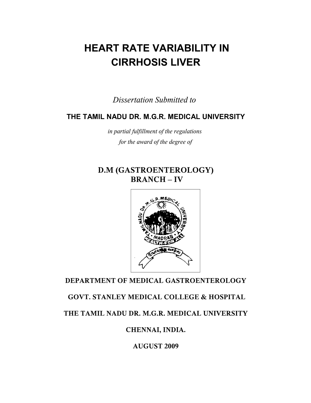 Heart Rate Variability in Cirrhosis Liver