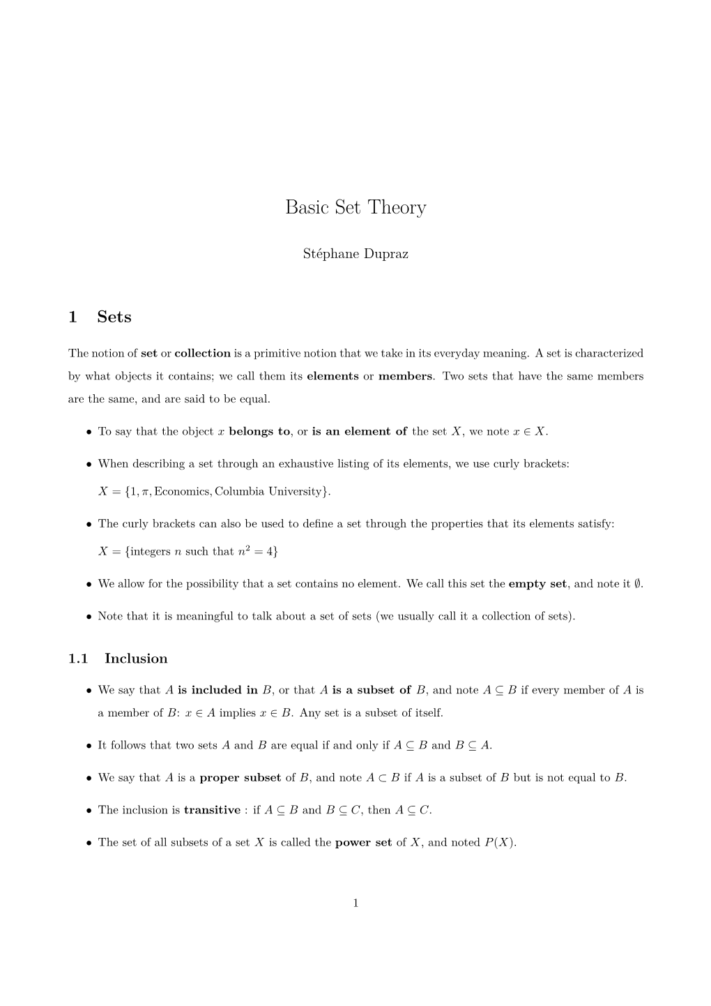 Basic Set Theory