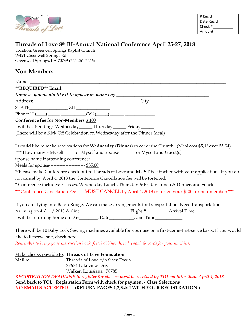 Threads of Love 8Th BI-Annual National Conference April 25-27