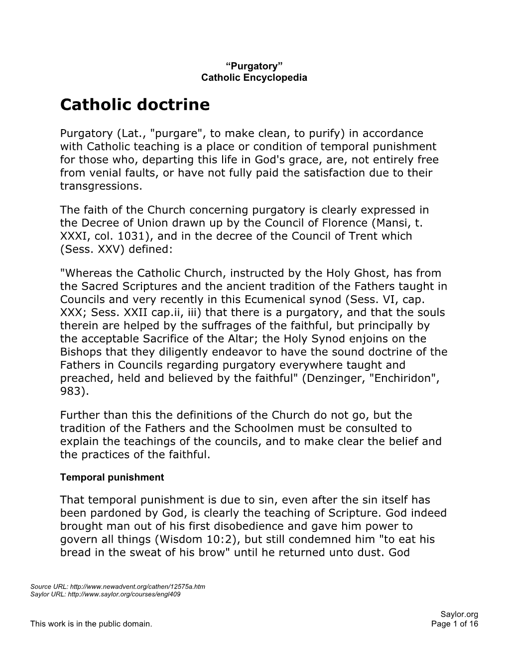 Catholic Doctrine