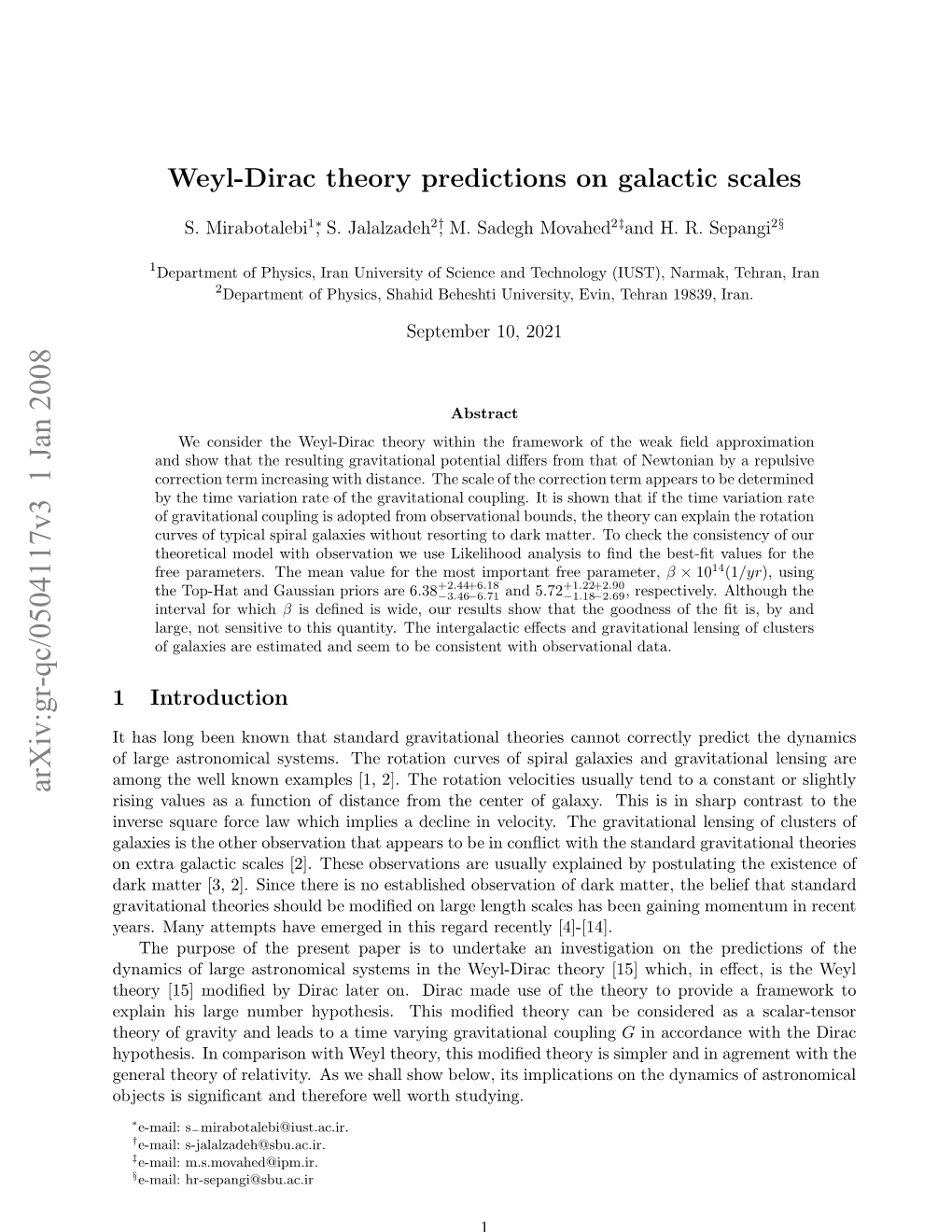 Weyl-Dirac Theory Predictions on Galactic Scales