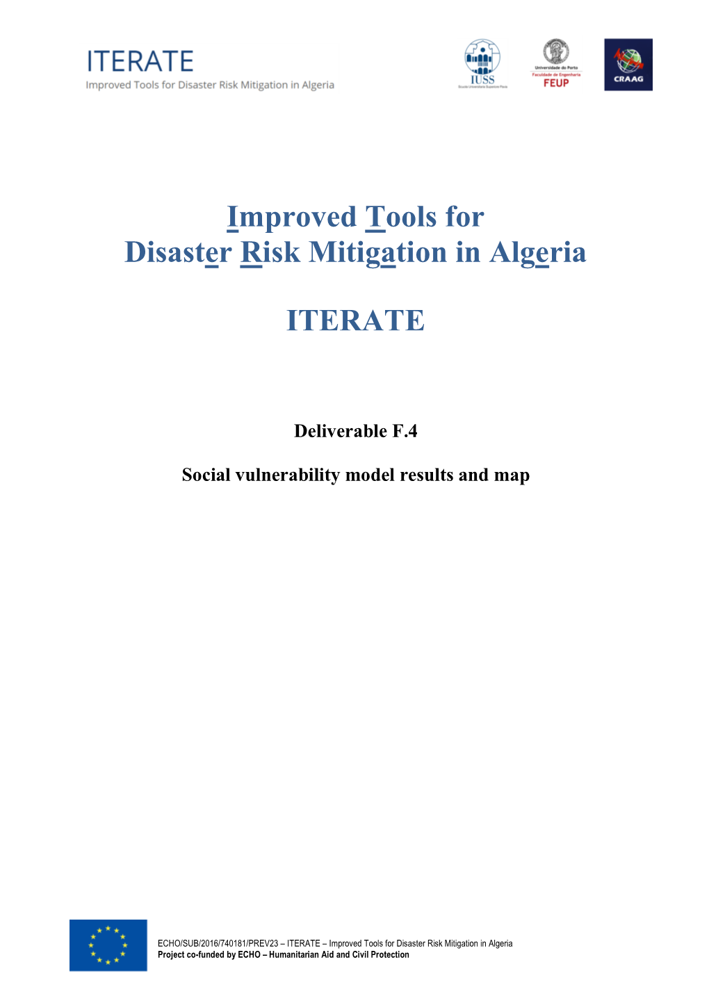 Deliverable F.4 Social Vulnerability Model Results And