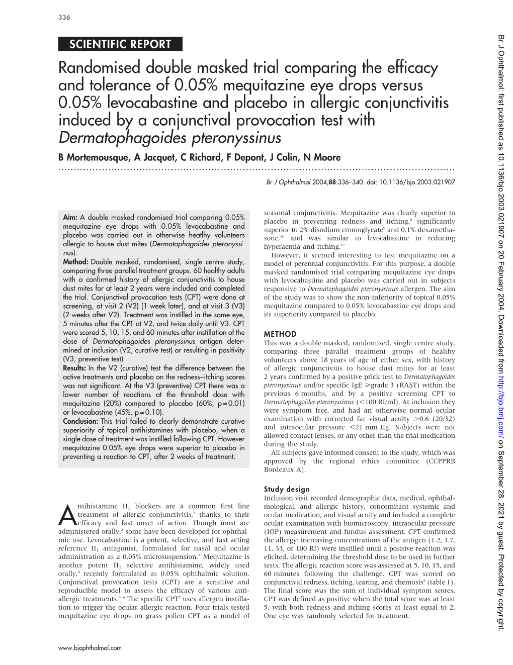 Randomised Double Masked Trial Comparing the Efficacy And