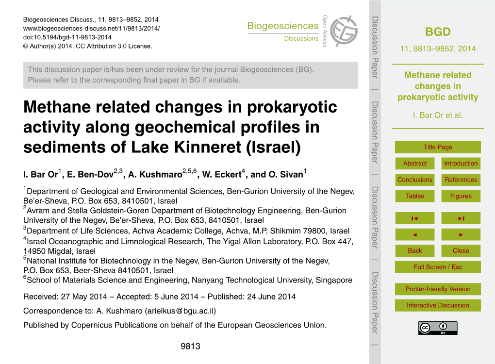 Methane Related Changes in Prokaryotic Activity